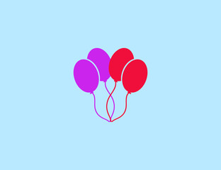 Flat colorful celebrating baloons