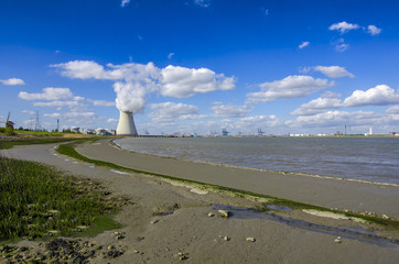 View of the nuclear power plant in the town of Doel, Belgium.