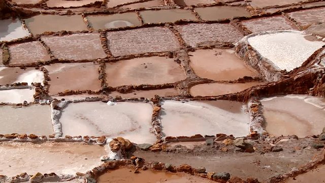 HD video footage from PERU: Maras salt evaporation pond, Region of Cusco (Cuzco). South America