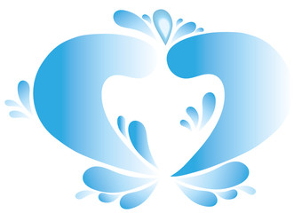 Blue water heart, vector symbol