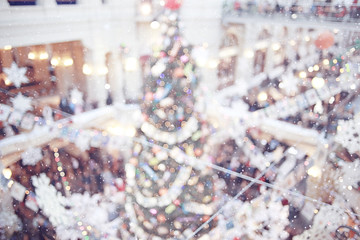 Christmas tree lights blurred background New Year toy