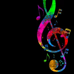 Wandcirkels plexiglas Colorful Musical Notes © Indiloo