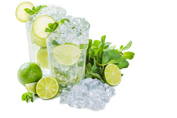 Mojito cocktail and ingredients