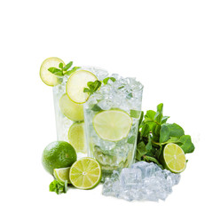 Mojito cocktail and ingredients