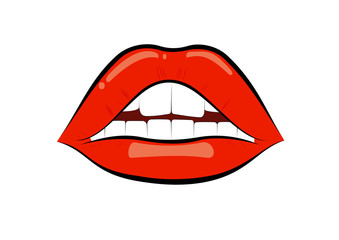 Red lips isolated on white background