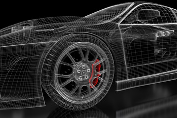 Obraz na płótnie Canvas 3D car mesh on a black
