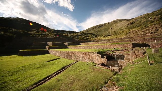 Inca ruins of Tip�n in the east of Cusco in the Andes of Peru, South America. HD Video footage