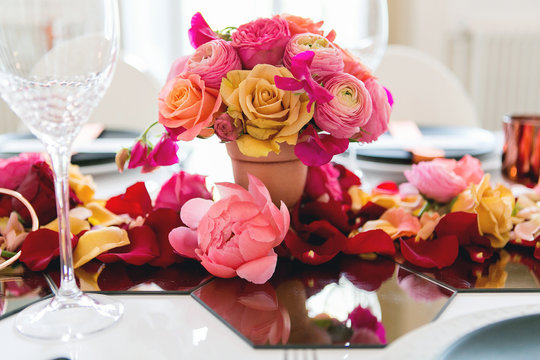 colorful wedding table centerpiece