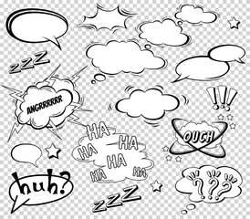 Big Set of Cartoon, Comic Speech Bubbles, Empty Dialog Clouds in Pop Art Style. Vector Illustration for Comics Book , Social Media Banners, Promotional Material