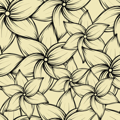 Simple seamless summer tropical background with exotic flowers, vector illustration.