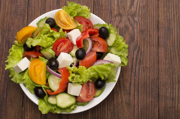 fresh vegetable salad isolated on white background