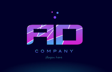 ad a d  colored blue pink purple alphabet letter logo icon vector