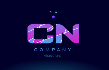 cn c n  colored blue pink purple alphabet letter logo icon vector