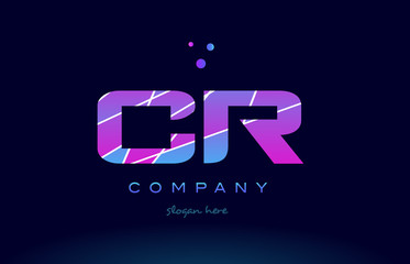cr c r  colored blue pink purple alphabet letter logo icon vector