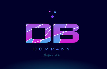 db d b  colored blue pink purple alphabet letter logo icon vector