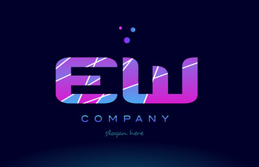 ew e w  colored blue pink purple alphabet letter logo icon vector