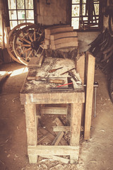 Carpenter shop from the past.
Craftsmanship from the past captured in this still life.