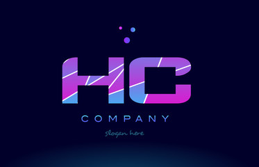 hc h c  colored blue pink purple alphabet letter logo icon vector
