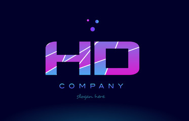 hd h d  colored blue pink purple alphabet letter logo icon vector