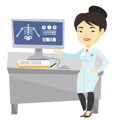 Doctor examining radiograph vector illustration.