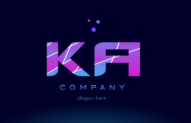 ka k a  colored blue pink purple alphabet letter logo icon vector