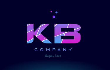 kb k b  colored blue pink purple alphabet letter logo icon vector