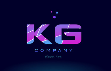 kg k g  colored blue pink purple alphabet letter logo icon vector