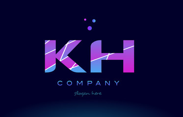 kh k h  colored blue pink purple alphabet letter logo icon vector
