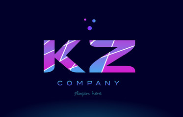 kz k z  colored blue pink purple alphabet letter logo icon vector