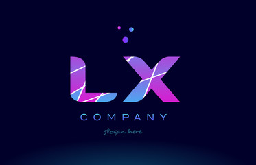 lx l x  colored blue pink purple alphabet letter logo icon vector