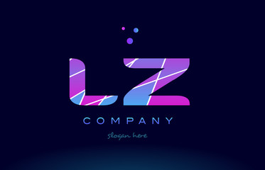 lz l z  colored blue pink purple alphabet letter logo icon vector