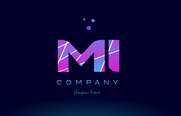 mi m i  colored blue pink purple alphabet letter logo icon vector