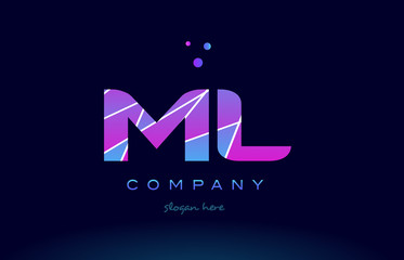 ml m l  colored blue pink purple alphabet letter logo icon vector
