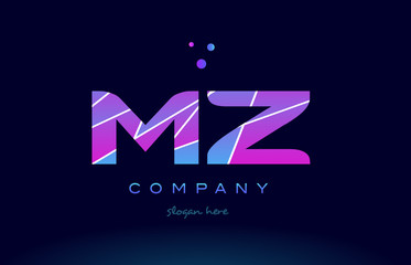 mz m z  colored blue pink purple alphabet letter logo icon vector