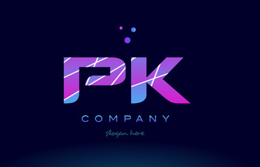 pk p k  colored blue pink purple alphabet letter logo icon vector