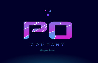 po p o  colored blue pink purple alphabet letter logo icon vector