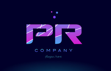 pr p r  colored blue pink purple alphabet letter logo icon vector