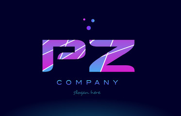 pz p z  colored blue pink purple alphabet letter logo icon vector