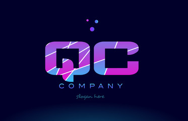 qc q c  colored blue pink purple alphabet letter logo icon vector