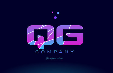 qg q g  colored blue pink purple alphabet letter logo icon vector