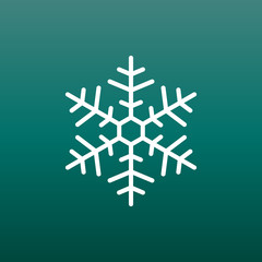 Fototapeta premium Snowflake icon vector illustration in flat style on green background. Winter symbol for web site design, logo, app, ui.