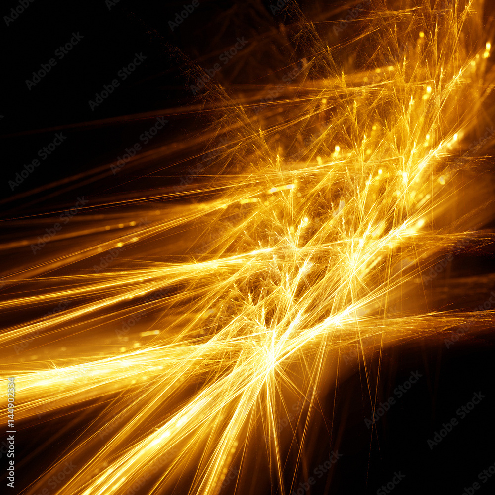Poster abstract sparkling fractal on a black background