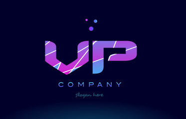 vp v p  colored blue pink purple alphabet letter logo icon vector