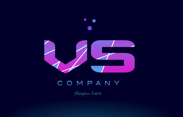 vs v s  colored blue pink purple alphabet letter logo icon vector