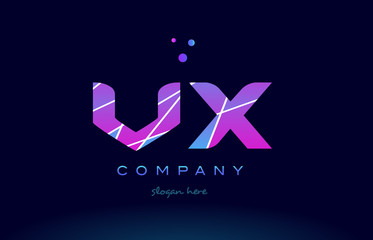 vx v x  colored blue pink purple alphabet letter logo icon vector