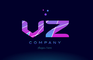 vz v z  colored blue pink purple alphabet letter logo icon vector