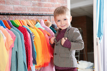Cute little boy in dressing room