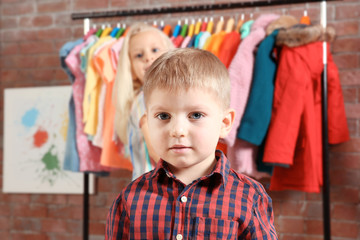 Cute little boy in dressing room