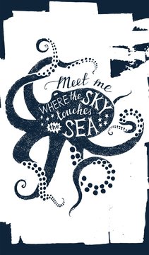Poster with octopus silhouette and lettering