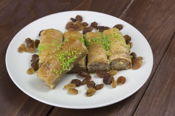 baklava Turkish dessert on plate